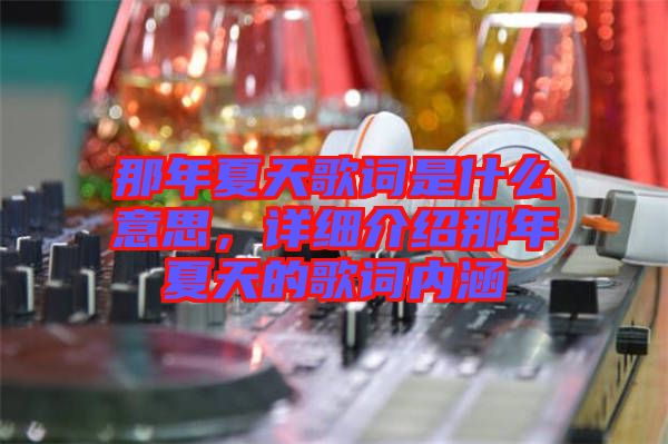 那年夏天歌詞是什么意思，詳細介紹那年夏天的歌詞內(nèi)涵