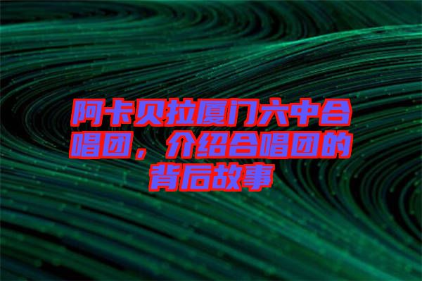 阿卡貝拉廈門六中合唱團(tuán)，介紹合唱團(tuán)的背后故事