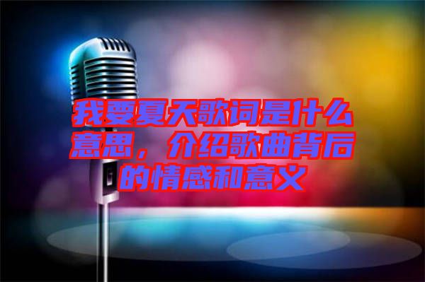 我要夏天歌詞是什么意思，介紹歌曲背后的情感和意義