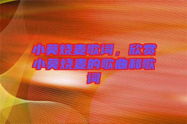 小莫燒麥歌詞，欣賞小莫燒麥的歌曲和歌詞