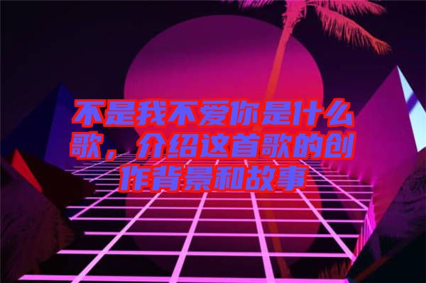 不是我不愛你是什么歌，介紹這首歌的創(chuàng)作背景和故事