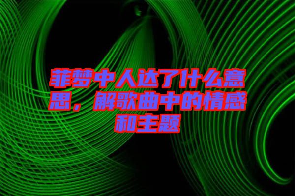 菲夢中人達(dá)了什么意思，解歌曲中的情感和主題