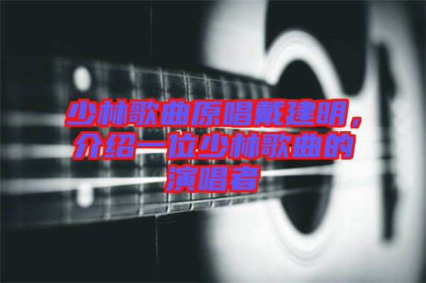 少林歌曲原唱戴建明，介紹一位少林歌曲的演唱者