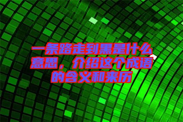 一條路走到黑是什么意思，介紹這個成語的含義和來歷