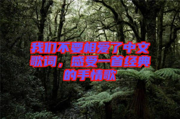 我們不要相愛了中文歌詞，感受一首經(jīng)典的手情歌