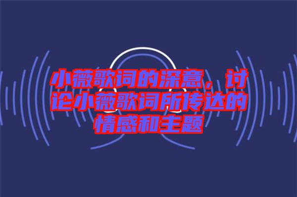 小薇歌詞的深意，討論小薇歌詞所傳達的情感和主題