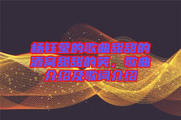 楊鈺瑩的歌曲甜甜的酒窩甜甜的笑，歌曲介紹及歌詞介紹