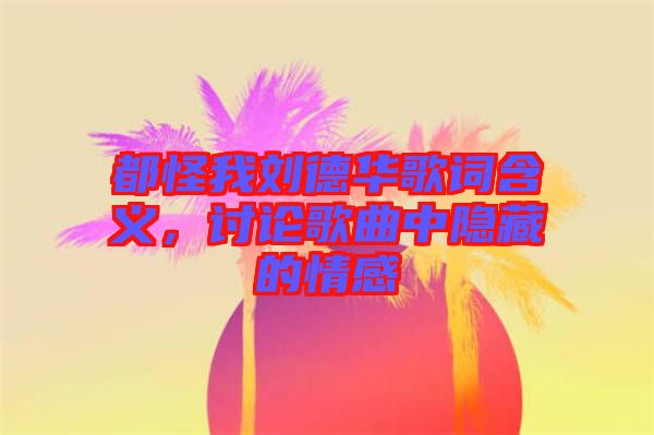 都怪我劉德華歌詞含義，討論歌曲中隱藏的情感