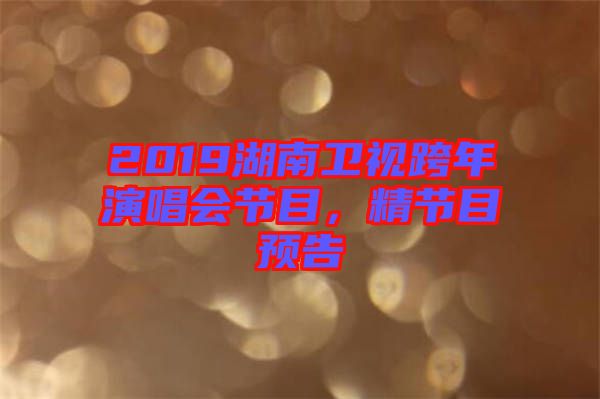 2019湖南衛(wèi)視跨年演唱會(huì)節(jié)目，精節(jié)目預(yù)告