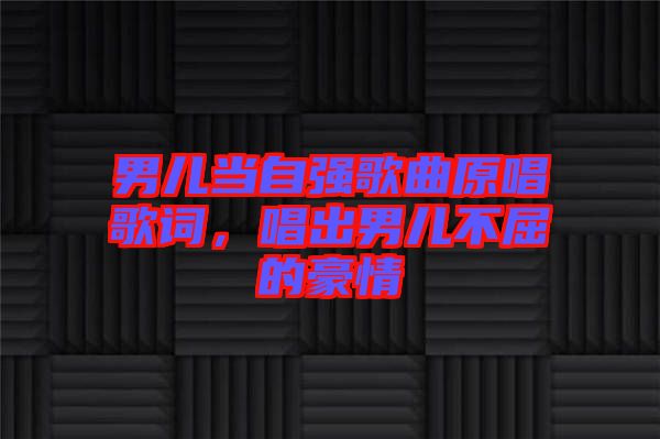 男兒當(dāng)自強(qiáng)歌曲原唱歌詞，唱出男兒不屈的豪情