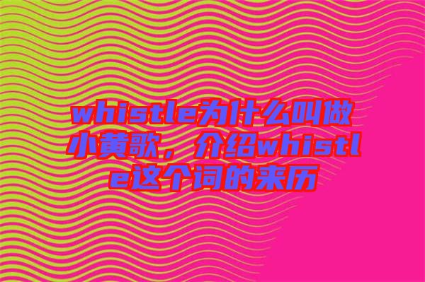 whistle為什么叫做小黃歌，介紹whistle這個(gè)詞的來(lái)歷