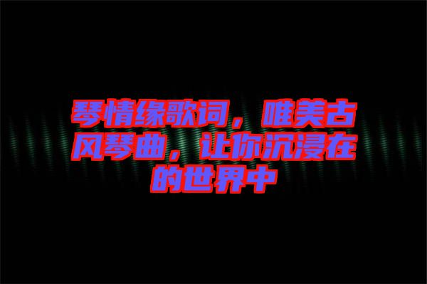 琴情緣歌詞，唯美古風琴曲，讓你沉浸在的世界中