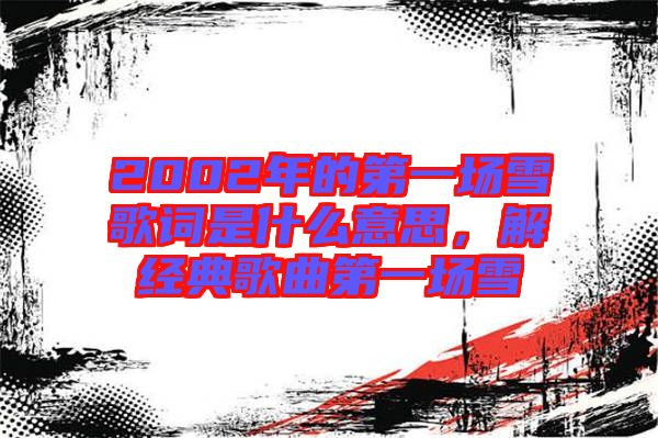 2002年的第一場雪歌詞是什么意思，解經典歌曲第一場雪