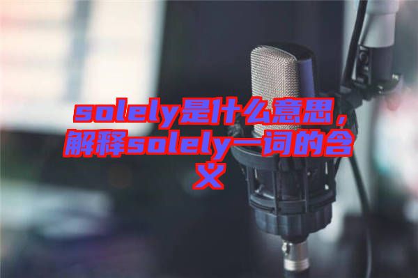 solely是什么意思，解釋solely一詞的含義