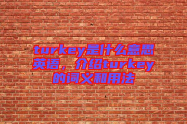 turkey是什么意思英語，介紹turkey的詞義和用法