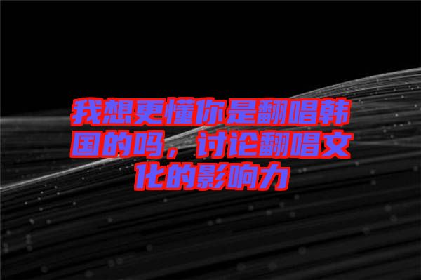 我想更懂你是翻唱韓國(guó)的嗎，討論翻唱文化的影響力