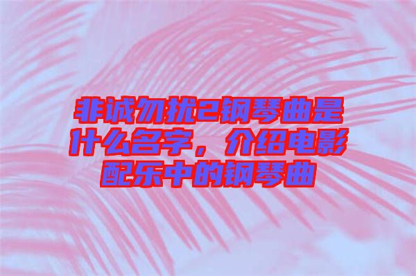 非誠(chéng)勿擾2鋼琴曲是什么名字，介紹電影配樂(lè)中的鋼琴曲