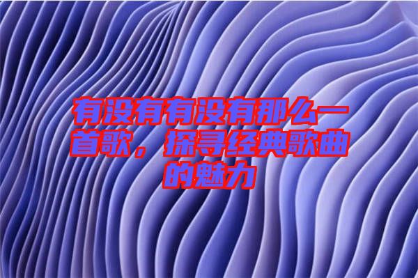 有沒有有沒有那么一首歌，探尋經(jīng)典歌曲的魅力