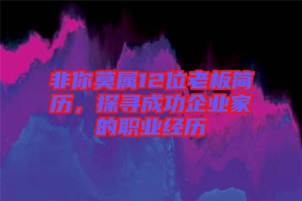 非你莫屬12位老板簡歷，探尋成功企業(yè)家的職業(yè)經(jīng)歷