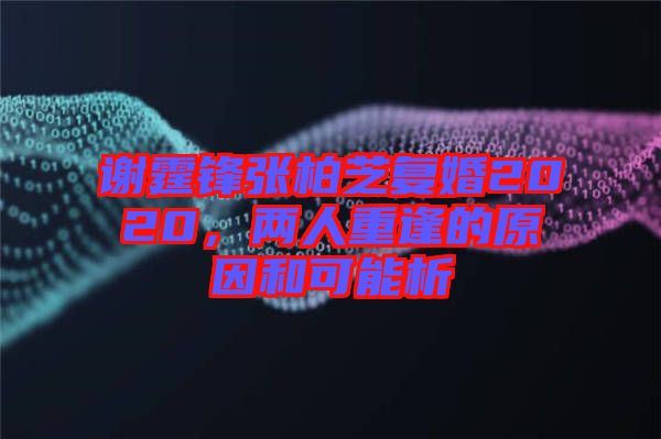 謝霆鋒張柏芝復(fù)婚2020，兩人重逢的原因和可能析