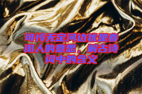 可憐無(wú)定河邊猶是春閨人的意思，解古詩(shī)詞中的含義