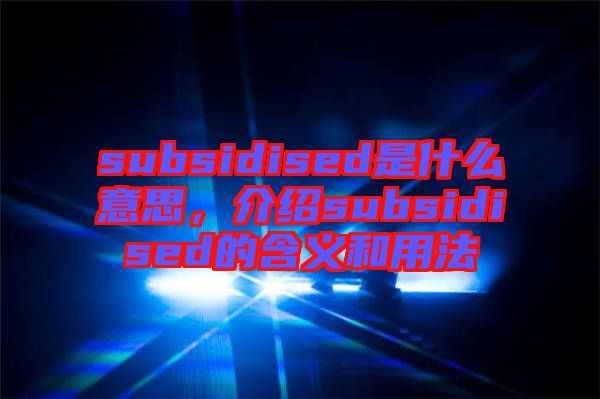 subsidised是什么意思，介紹subsidised的含義和用法