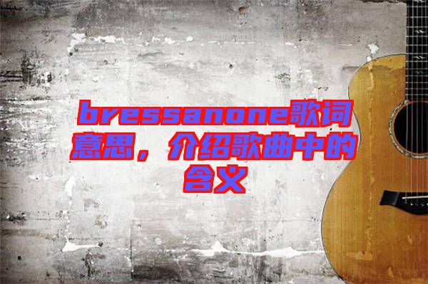 bressanone歌詞意思，介紹歌曲中的含義