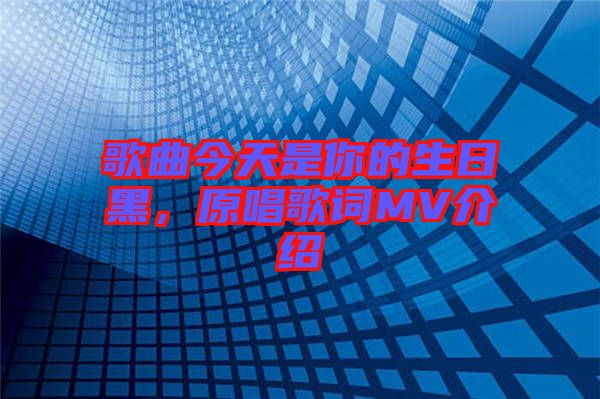 歌曲今天是你的生日黑，原唱歌詞MV介紹