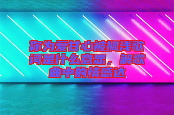 你為愛甘心被擱淺歌詞是什么意思，解歌曲中的情感達