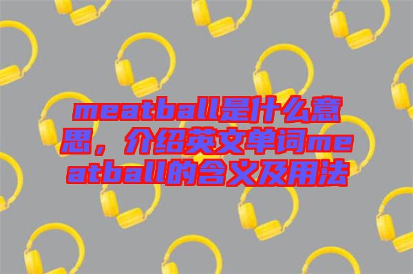 meatball是什么意思，介紹英文單詞meatball的含義及用法