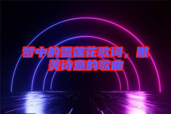 夢中的雪蓮花歌詞，唯美詩意的歌曲