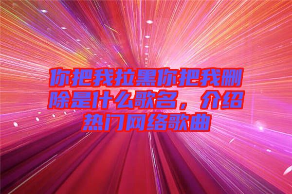 你把我拉黑你把我刪除是什么歌名，介紹熱門網絡歌曲