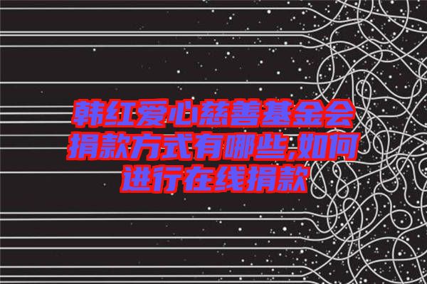 韓紅愛心慈善基金會捐款方式有哪些,如何進(jìn)行在線捐款