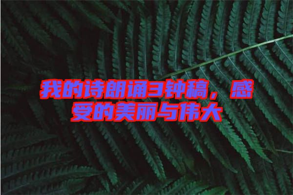 我的詩朗誦3鐘稿，感受的美麗與偉大