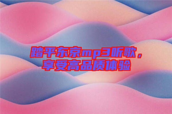 踏平東京mp3聽歌，享受高品質(zhì)體驗(yàn)