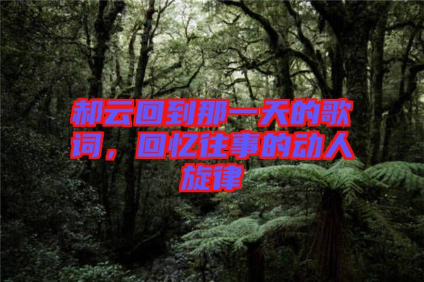 郝云回到那一天的歌詞，回憶往事的動(dòng)人旋律