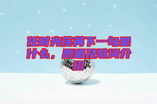 任時(shí)光荏苒下一句是什么，原唱及歌詞介紹