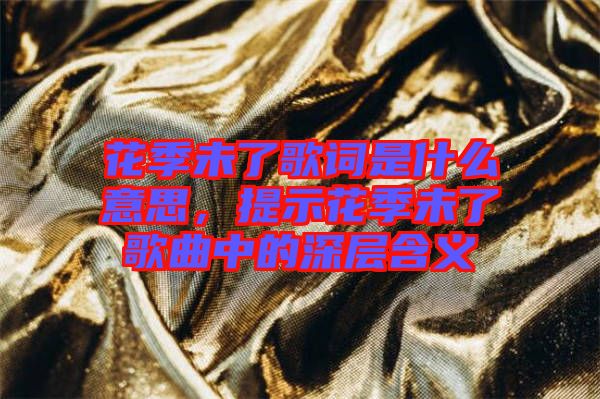 花季未了歌詞是什么意思，提示花季未了歌曲中的深層含義