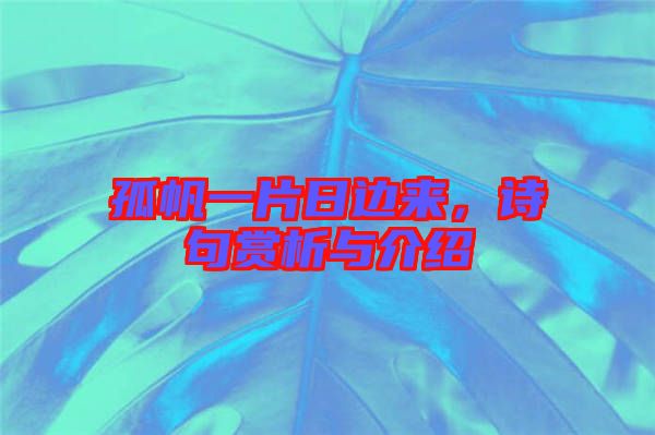 孤帆一片日邊來，詩句賞析與介紹