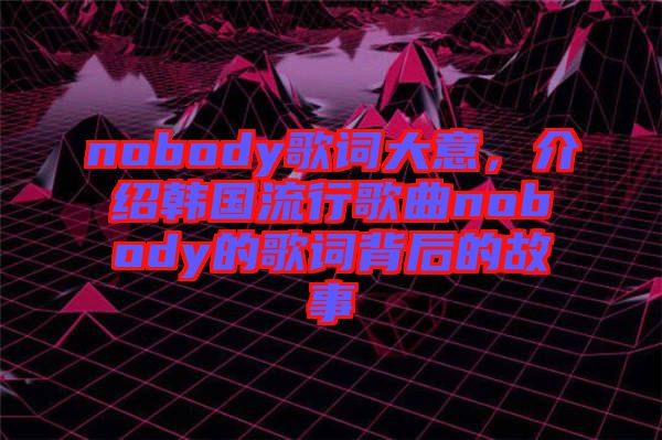 nobody歌詞大意，介紹韓國(guó)流行歌曲nobody的歌詞背后的故事