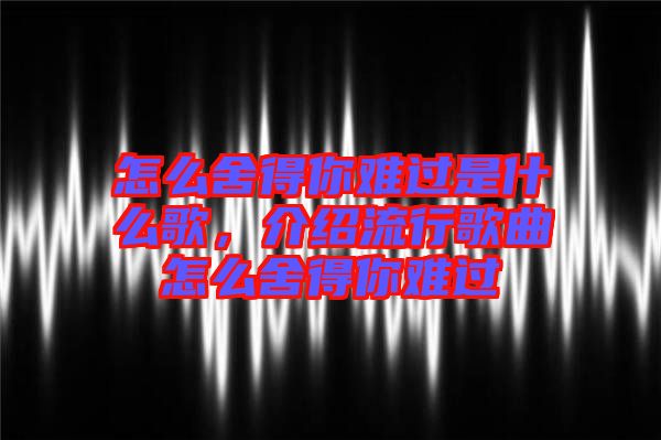 怎么舍得你難過是什么歌，介紹流行歌曲怎么舍得你難過