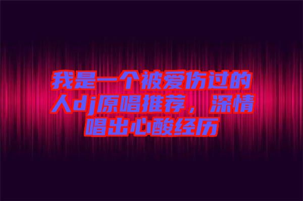 我是一個(gè)被愛(ài)傷過(guò)的人dj原唱推薦，深情唱出心酸經(jīng)歷