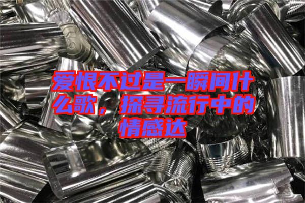 愛恨不過是一瞬間什么歌，探尋流行中的情感達