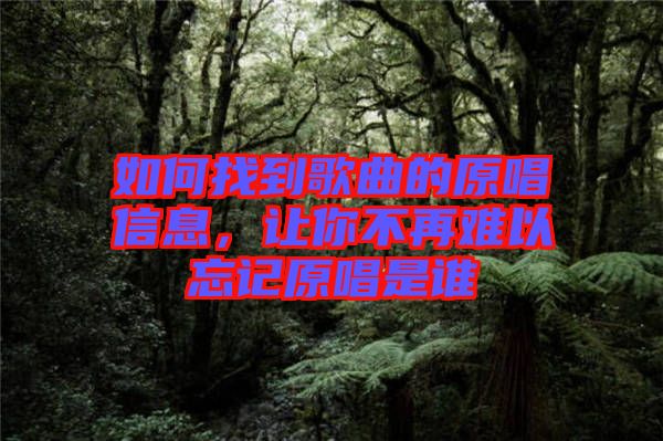 如何找到歌曲的原唱信息，讓你不再難以忘記原唱是誰