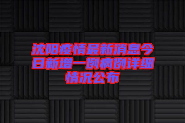 沈陽疫情最新消息今日新增一例病例詳細情況公布