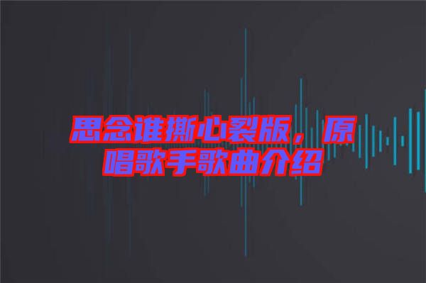 思念誰撕心裂版，原唱歌手歌曲介紹