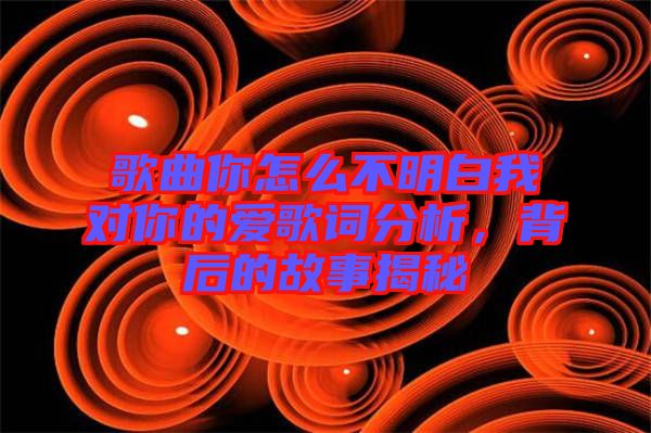 歌曲你怎么不明白我對(duì)你的愛歌詞分析，背后的故事揭秘