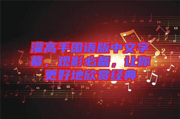 灌高手國語版中文字幕，觀影必備，讓你更好地欣賞經典