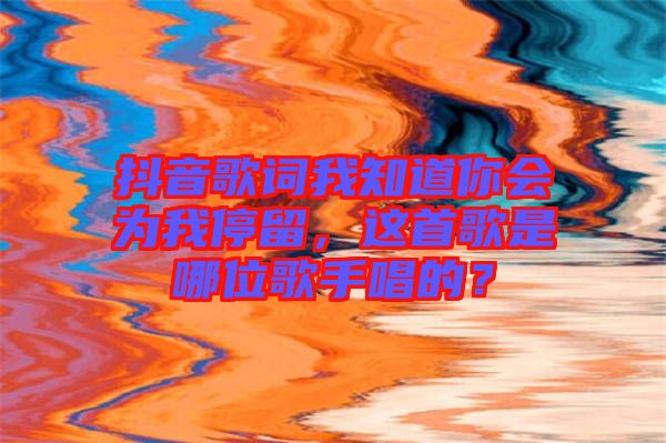 抖音歌詞我知道你會(huì)為我停留，這首歌是哪位歌手唱的？