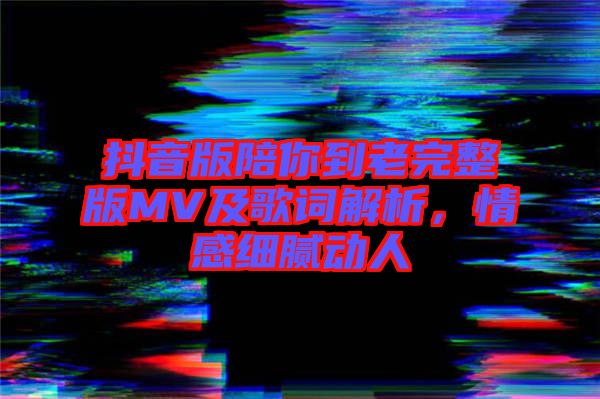 抖音版陪你到老完整版MV及歌詞解析，情感細(xì)膩動(dòng)人